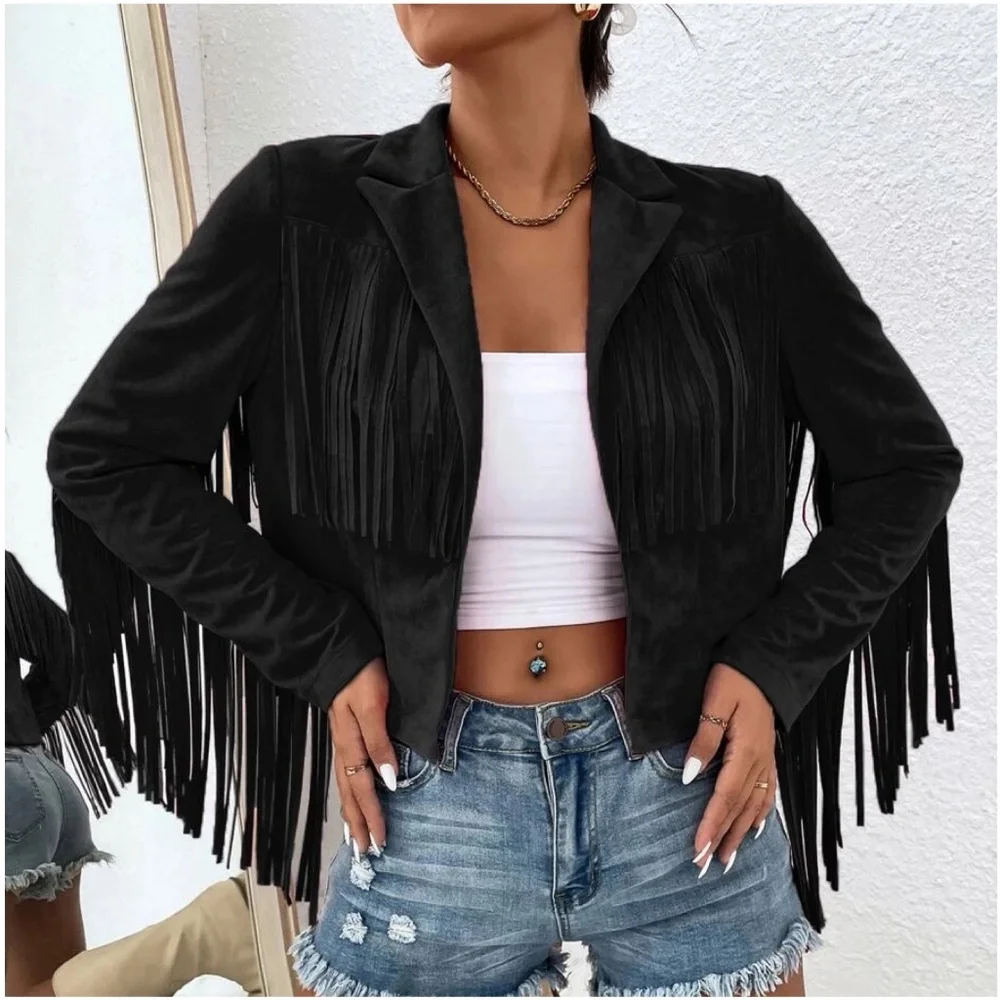 Western Open Front Fringe Boho Jacket - Picture 2 of 14